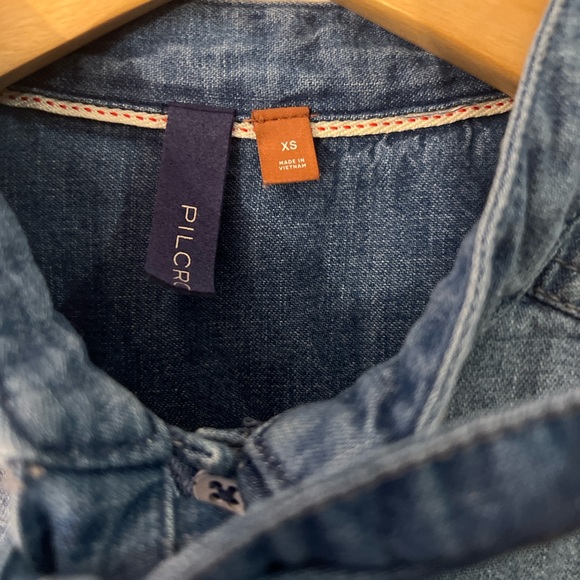 Pilcro Anthropologie Denim Tie Neck Top Long Sleeve NWOT XS - Picture 9 of 12